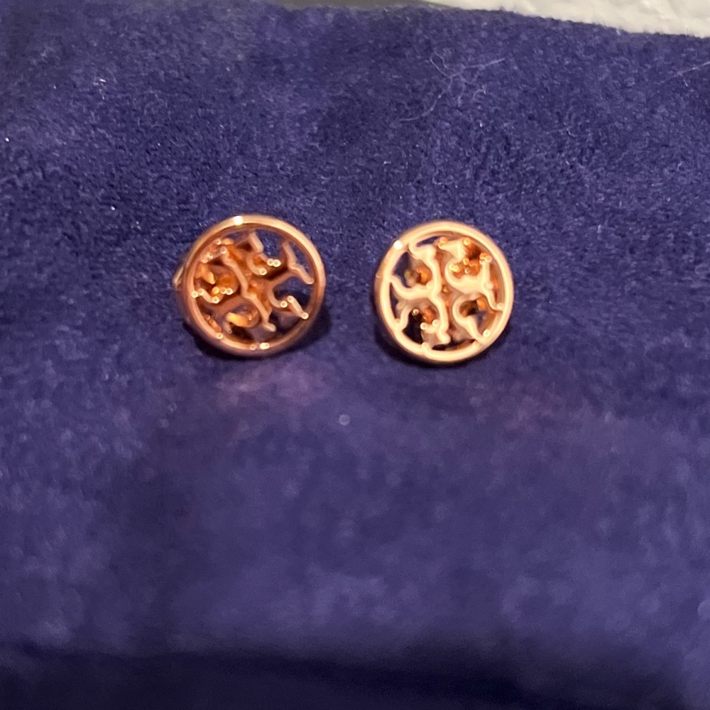 Tory Burch Rose Gold Filigree Stud Earrings